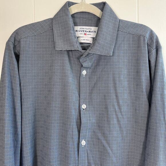Mizzen & Main Gray Checkered Long Sleeve Button Down XL Trim Fit Mens - Picture 2 of 9